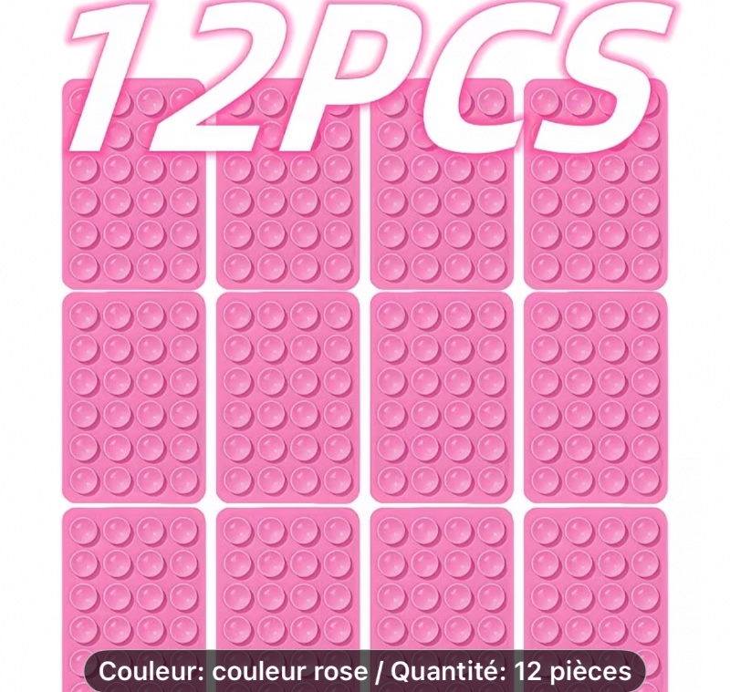 12 Supports à Ventouse en Silicone | Supports Adhésifs Multifonctionnels Antidérapants pour Téléphone, Supports Carrés Portables Détachables pour Selfies Mains Libres et Enregistrement Vidéo - Idéal pour Cosmétique, Fitness, Douche, Voiture et Cuisine