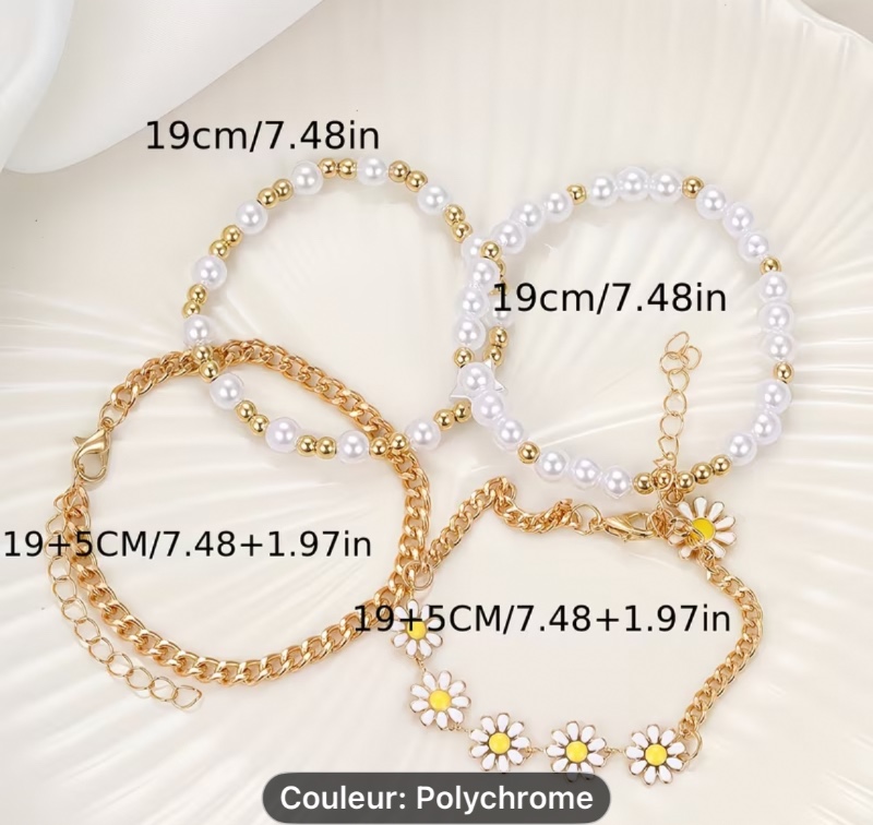 4 Bracelets Perles Marguerite | Mosaïque Mignonne en Alliage de Zinc et Plastique, Convient à Toutes les Saisons, Marque: 17 MILE