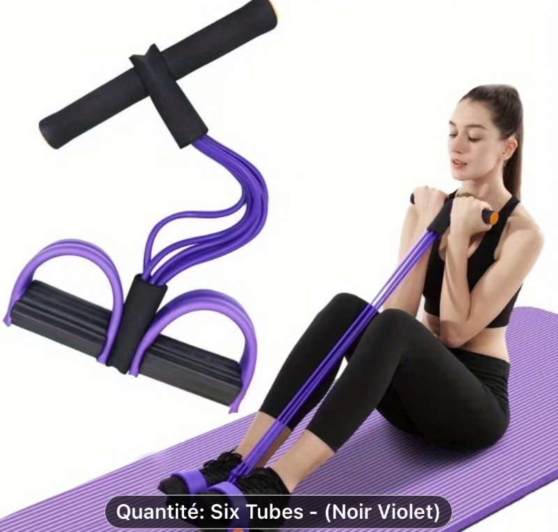 Bande de résistance haute tension renforcée à six tubes - Conception ergonomique, bandes de résistance violettes durables, idéales pour la musculation à domicile, les exercices cardiovasculaires et la musculation, accessoire d'entraînement, équipement spo
