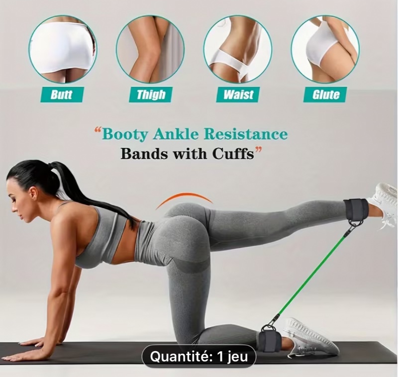 5pcs Bandes de résistance pour chevilles | Manchons réglables pour entraînement de force, yoga & fitness - pour entraînement des jambes et des fesses, sculptage musculaire, comprend un sac de rangement en maille