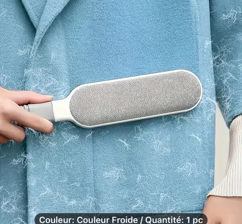 Brosse à poussière manuelle double face, outil réutilisable pour enlever les poils d'animaux, convient pour les vêtements, la literie, les canapés, les meubles, les tapis, avec manche en plastique, ne nécessite pas d'électricité, brosse pour chien pour la