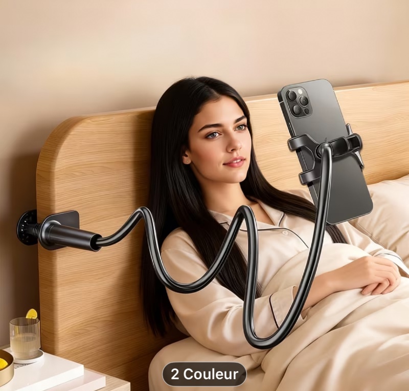 Support Col de Cygne Réglable à 360° pour Téléphones et Tablettes, Unité Unique, Stable et Flexible, Style Clip-On, 70Cm de Long, Adapté pour Bureau et Chevet
