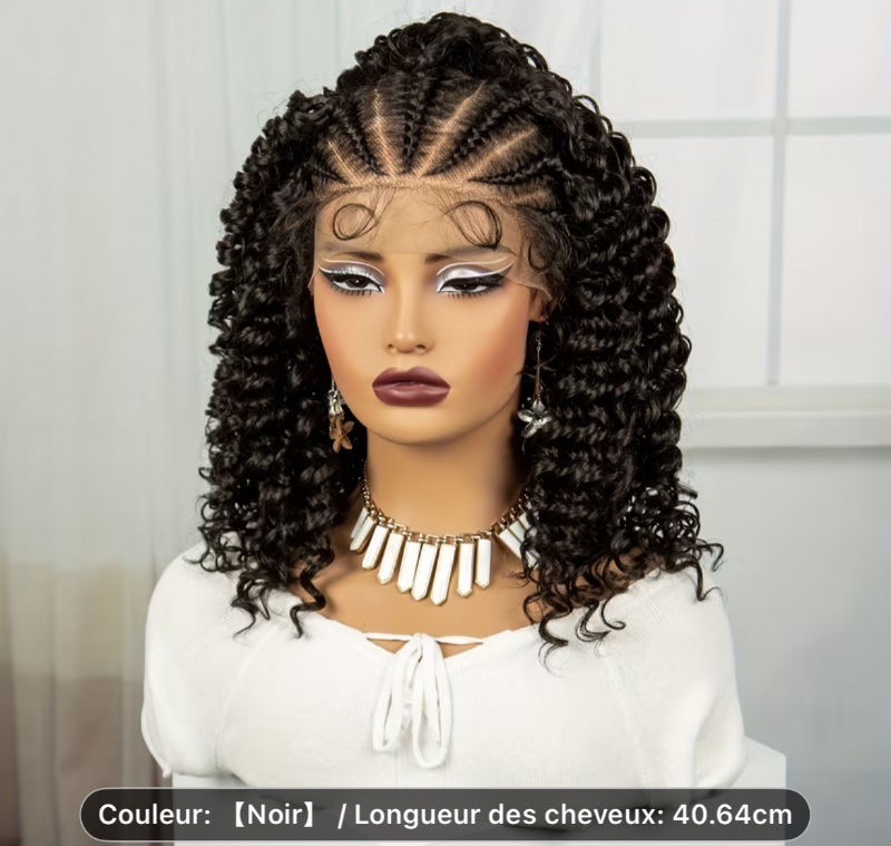 Perruques Tressées pour Frontal en Dentelle avec Tresses en Boîte et Cheveux, Perruque Tressée Synthétique Légère Entièrement Faite à la Main