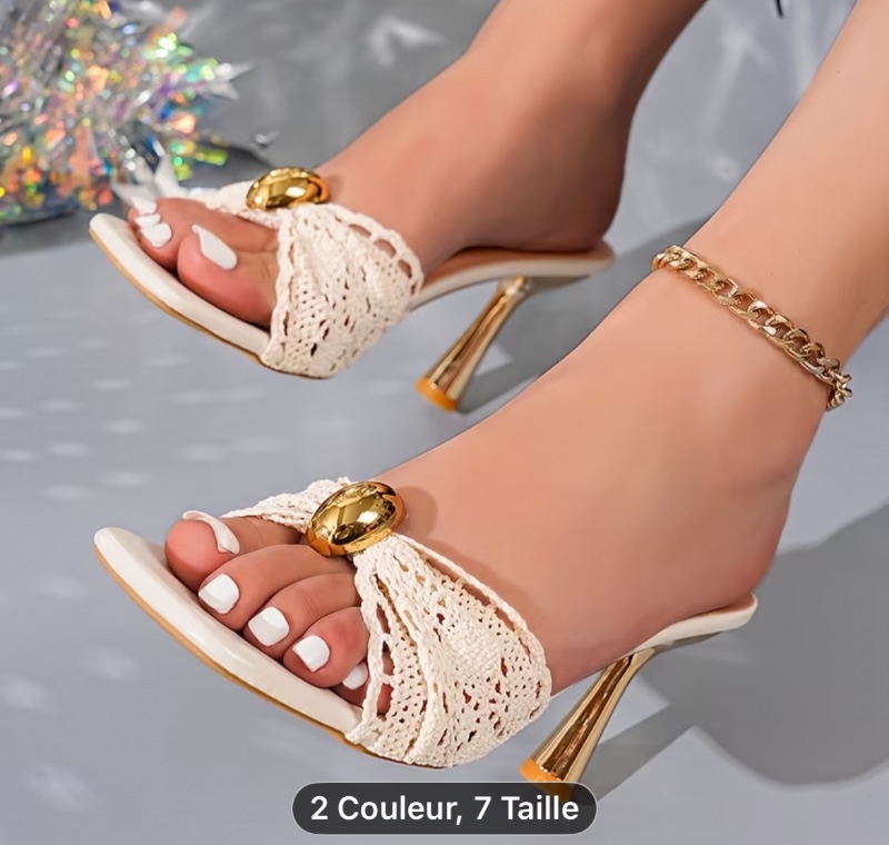 Sandales d'été à talons hauts pour femme, sandales glissières tressées à bout carré avec talon en métal, chaussons à bout ouvert, sandales d'extérieur élégantes, nouveau style 2026, chaussures pour femme