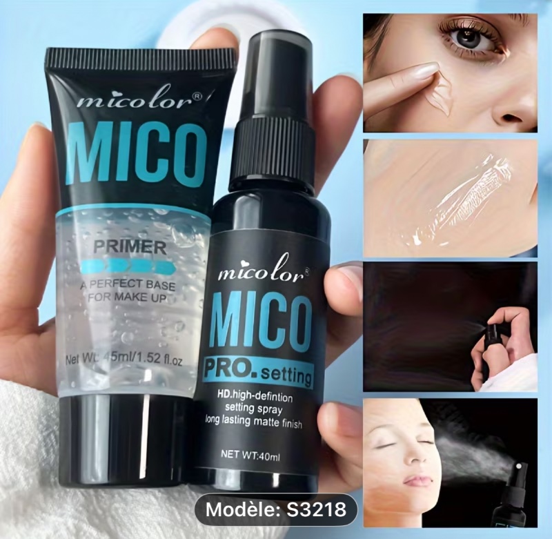 Spray Fixateur et Primer Quick-Forming Spray Eau Longue Tenue Anti-Décoloration Hydratant Combo