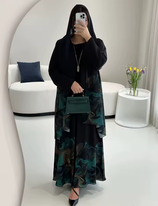 Vêtements traditionnels saoudiens pour femmes musulmanes, nouvelle collection printemps/automne du Moyen-Orient, robe ample ouverte sur le devant pour les fêtes