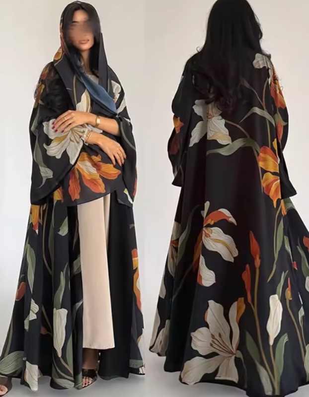 Eid femmes écharpe imprimer Abaya musulman Cardigan Robe fête Jalabiya Ramadan longue Abayas robes Largos Robe arabe Maroc caftan
