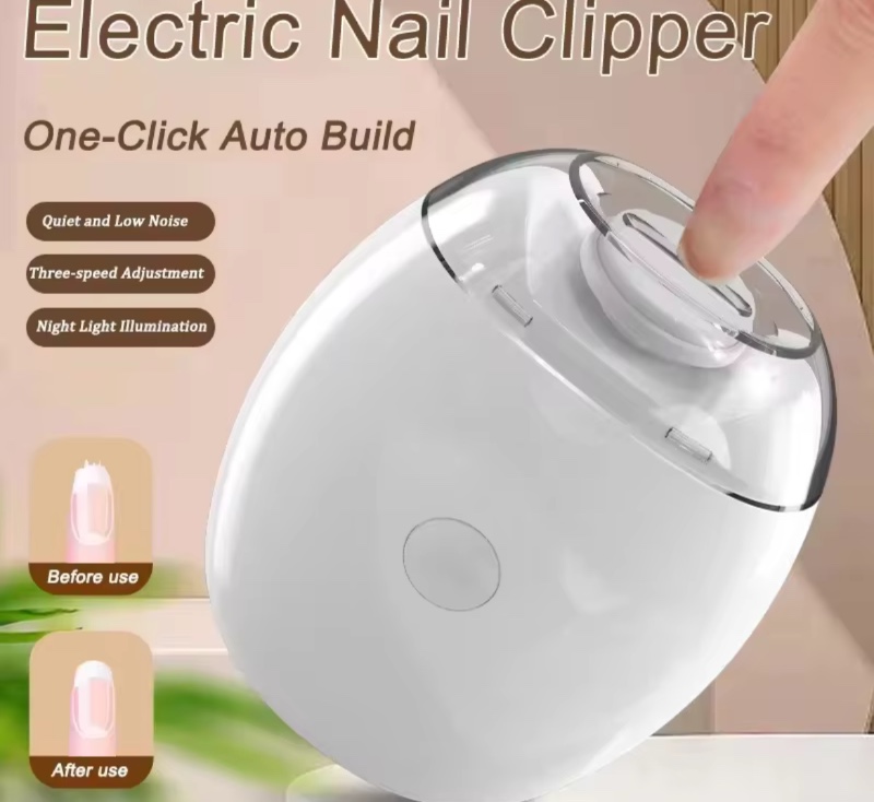 Coupe-ongles électrique 2-en-1 avec lumière LED, anti-pincement, lime à ongles automatique pour bébé, mini outil de manucure, soin des ongles
