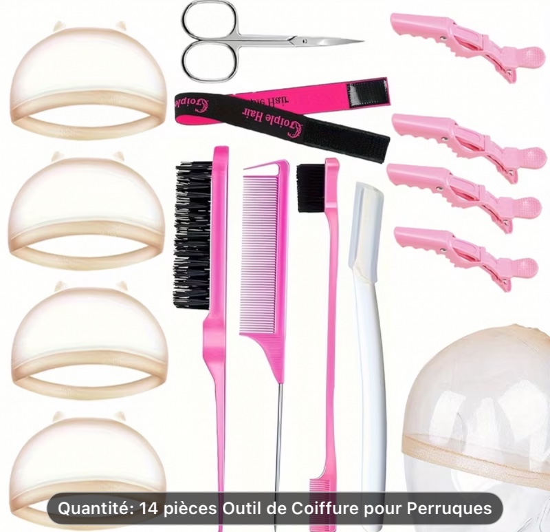 Kit d'outils pour perruques à dentelle Goiple, bandeau de fusion, rasoir à sourcils de précision, pince à épiler, brosse pour contours, bandeau de maintien et ciseaux, idéal pour porteurs de perruques et passionnés de coiffure, fusion parfaite, contrôle d