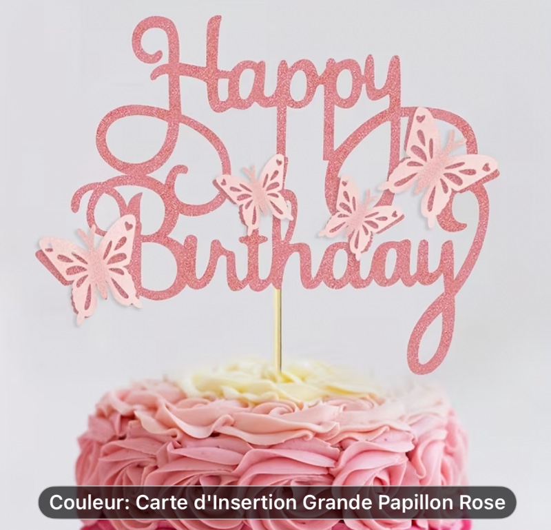 Panneau de Gâteau d'Anniversaire Papillon Creux en Trois Dimensions - Décoration de Fête Printemps, Mariage, Enfants, Halloween, Noël, Nouvel An, Saint-Valentin et Événements Festifs