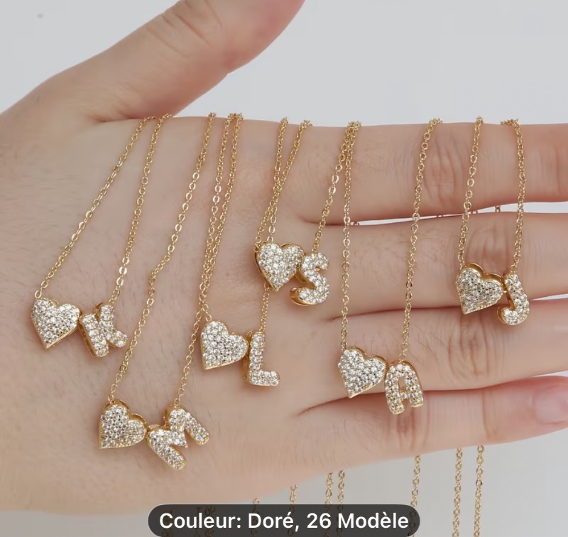1pièce Chaîne En Acier Inoxydable Cubique En Zirconia Balloon Bubble 26 Lettres Anglaises Charme Nom Collier Pour Femmes, Style Hip Hop, Plaqué Or 18K, Zirconia Synthétique, Occasion Quotidienne, Occasion de Cadeau, Toutes Les Saisons, Style Sexy