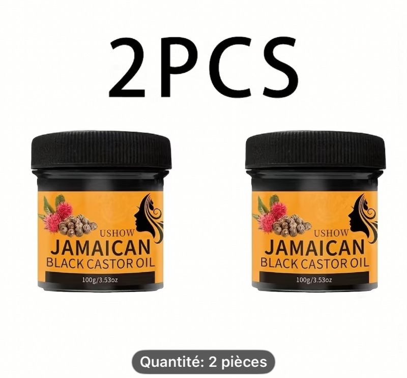 2pcs/ Huile de Ricin Noire Jamaïcaine 100g, Pressée à Froid, Sans Alcool, Pâte Hydratante pour Cheveux pour Renforcer les Cheveux, Améliorer la Sécheresse et les Pellicules, Adaptée à Tous Types de Cheveux, pour Adultes Unisexes, Cheveux Normaux