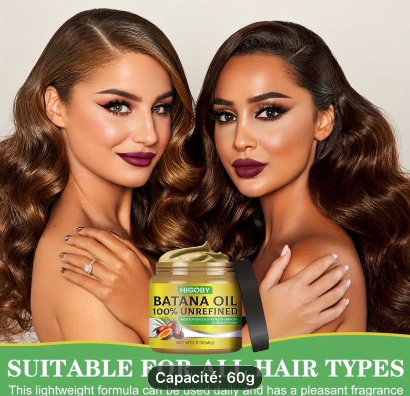 Crème Capillaire à l'Huile de Batane, Produit Soin pour Cheveux Conçu pour des Cheveux Plus Épais et Longs, Lisse les Pointes Fourchues, Augmente le Brillant, Adapté aux Divers Types de Cheveux, 60g