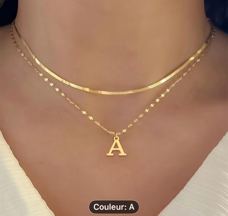 Collier avec Lettre Élégant Doré en Acier Inoxydable 316L 316L - A-Z Une des Lettres - Fermoir Mousqueton Chic, Parfait pour les Occasions Décontractées ou Formelles, Bijoux Décontractés|Bijoux Minimalistes|Bijoux Durables