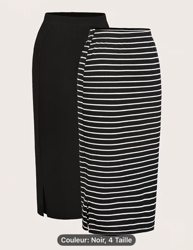Ensemble jupe rayée décontractée 2 pièces pour femmes, jupe crayon, jupe d'été, jupe longue, été, tenue décontractée d'affaires pour femmes, retour à l'école, enseignante, travail de bureau, aéroport, sortie, rétro, style années 2000, style bohème, ensemb