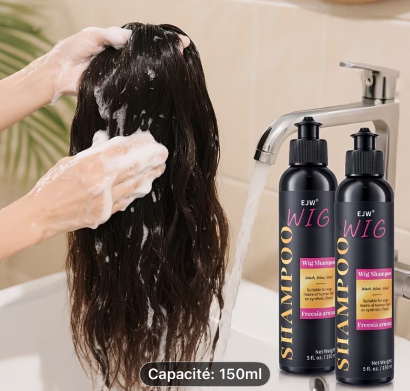 Shampooing pour perruques avec du kératine, nettoie les perruques pour une finition plus lisse et brillante, adapté aux perruques synthétiques en fibre et aux outils de soin des cheveux artificiels, perruques, perruques pour femmes, shampooing et conditio