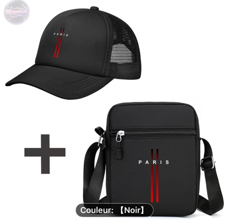 2 pièces Ensemble Sac à Bandoulière et Casquette à Thème Parisien - Sac à Dos Réglable Style Français, Accessoires Rétro  Eiffel pour Femmes et Hommes, Tenue de Voyage Lavable à la Main pour Usage Quotidien et Aventures de Week-end, Idée Cadeau