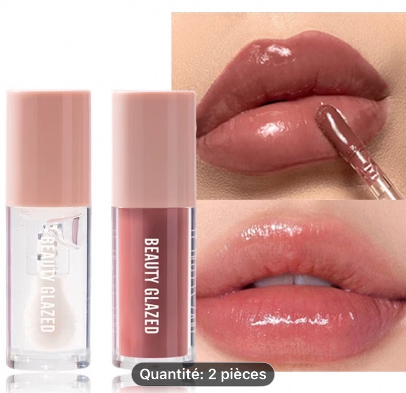 2pcs Huile à Lèvres Gelée Cristal - Baume à Lèvres Hydratant et Volumateur avec Finition Brillante, Infusé au Squalane Végétal, Parfait pour des Lèvres Douces et Luxuriantes, Idée Cadeau Saint-Valentin, Essence Naturelle Replumante pour les Lèvres, Baume