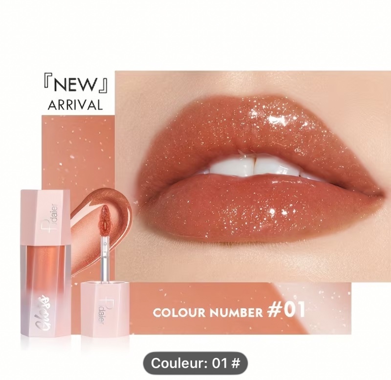 Rouges à Lèvres Liquides Pailletés, Gloss à Lèvres Brillant Diamantatin, Huile à Lèvres Longue Tenue Waterproof, Meilleur Cadeau pour Femmes