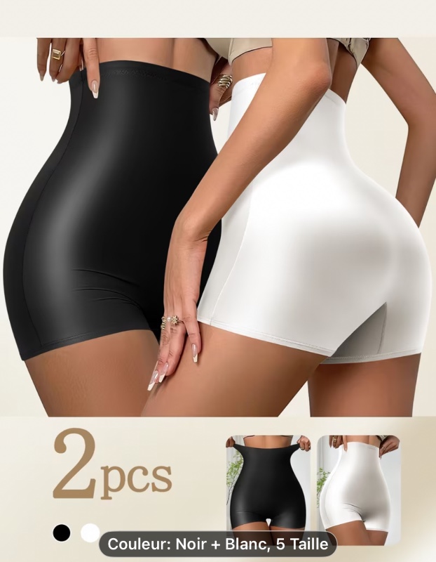 2pcs Boxers Femme Taille Haute Tissu Huilé Mode Confortables et Respirants Usage Quotidien Extérieur Sports Boxers Tissu Couleur Unie, Texture Lisse, Sens Avisé de la Mode