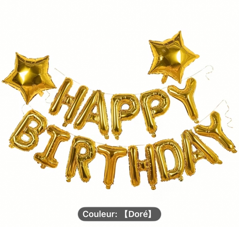 1 Ensemble Bannière de Ballons d'Anniversaire, Bannière 3D Dorée Argentée Noire Bleue Rose en Mylar Premium avec Lettres Joyeux Anniversaire et 2 Ballons Étoile pour Enfants Filles Garçons Hommes Adultes Décorations de Fête d'Anniversaire Fournitures