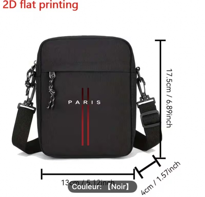 Sac bandoulière à sangle réglable avec imprimé lettres PARIS - Matériau durable, conception grande capacité, fermeture à glissière et doublure en , style simple et tendance, fabrication de haute qualité