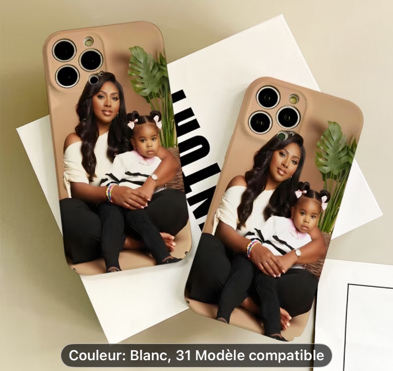 Coque personnalisée pour iPhone 16/15/12/13/14 Pro Max, avec photo de bébé, protection renforcée, bordure noire