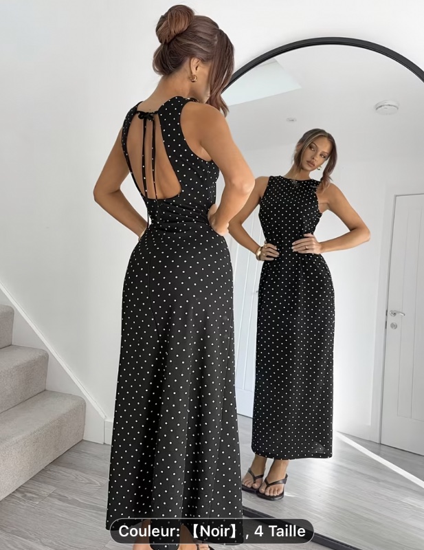 Robe tube décontractée rouge rose à pois pour les fêtes, Robe à pois pour femmes, Robe de fête pour femmes, Robe longue à pois, Robe d'été à pois, Robe sans bretelles, Robe rouge à pois