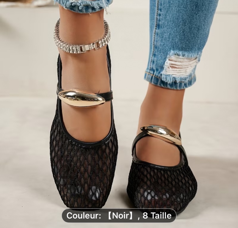 Chaussures élégantes pour femmes avec boucle en métal - Surface en tissu décontracté, chaussures plates quatre saisons, adaptées aux voyages décontractés, au shopping et aux promenades - Chaussures confortables, chaussures pour femmes