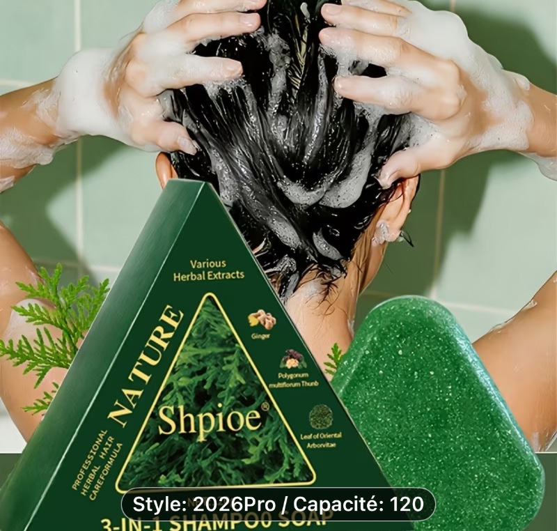 Savon shampoing 3 en 1 Pro 2026 à l'herbe d'osmanthus et feuilles de cèdre, avec cèdre, gingembre et He Shou Wu, nettoie le cuir chevelu, contrôle l'huile, hydrate, pour cheveux abîmés, brillants et sains