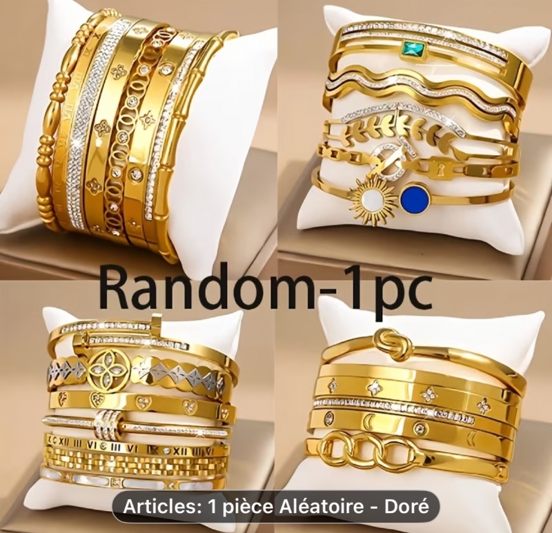 1 bracelet aléatoire en acier inoxydable, exquis et à la mode, très approprié pour les trajets quotidiens et les vacances, un cadeau idéal pour les copines et les mères