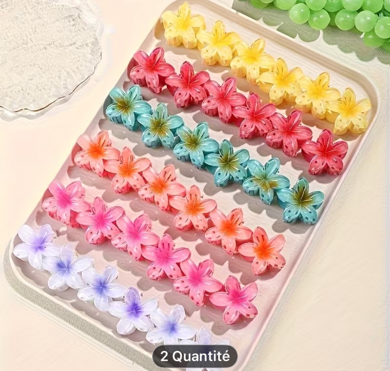 Ensemble de pinces à cheveux mignonnes tendance printemps/été 3Cm/1.18In, 24/12 pièces, pince à cheveux antidérapante à couleur dégradée, pince à cheveux petite fleur à boule, convient pour participer à des fêtes et autres activités, sans pile