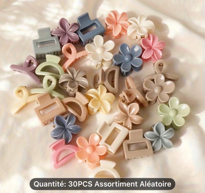 30 pièces Lot de Mini Barrettes Assorties de Couleurs Unies, Design Mignon et Minimaliste avec Plusieurs Motifs, Durable et Antidérapant pour Toutes les Saisons, Utilisation Quotidienne, Décontractée, Travail, Rencontres, Vacances et Fêtes. Petites Barret