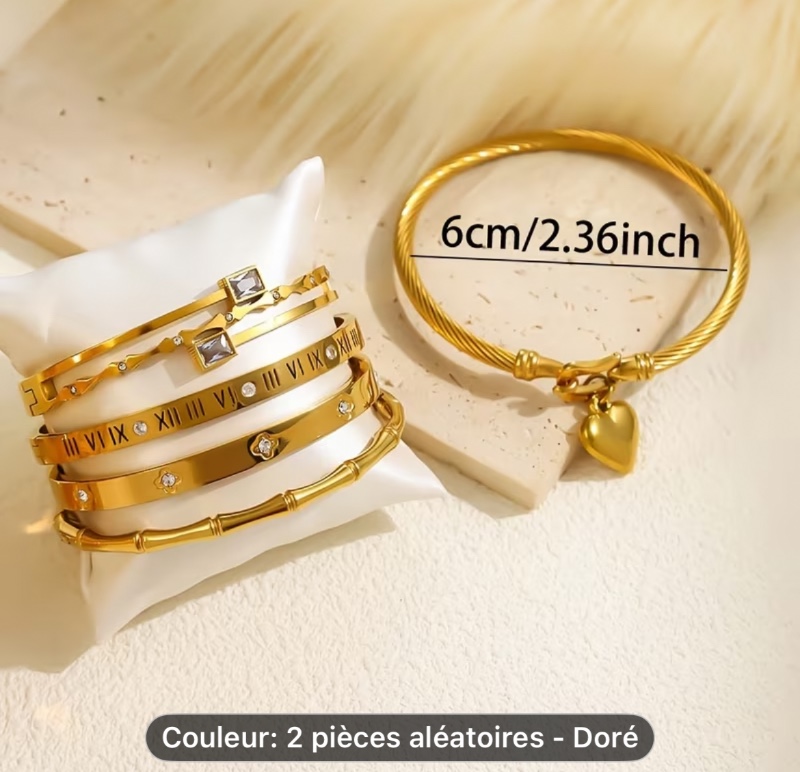 Bracelet en acier inoxydable élégant pour femme - Lot de 2 pièces - Idéal comme cadeau pour couple - Adapté à toutes occasions - Pour un style quotidien raffiné