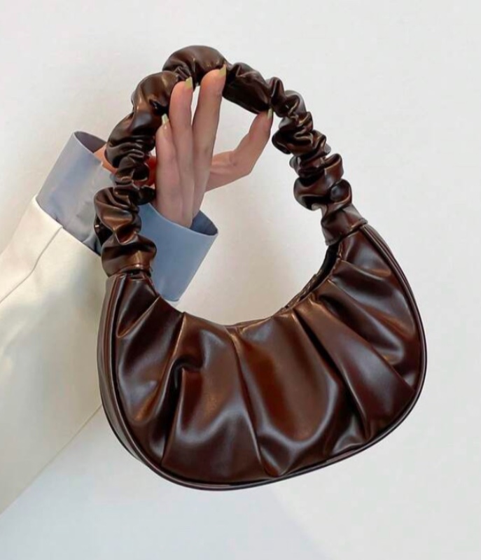 Mini sac à main plissé de couleur unie en forme de nuage, style vintage