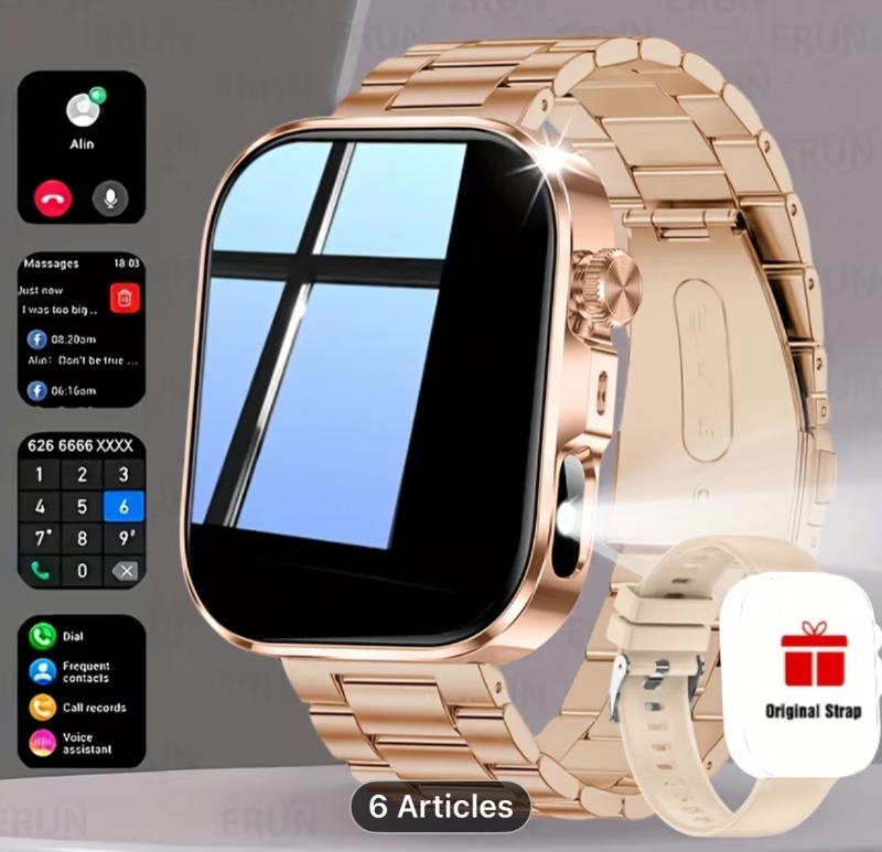 Montre connectée tactile HD 2025 pour homme et femme - Appels/messages sans fil, modes sport multiples, contrôle à distance de l'appareil photo, suivi d'activité, éclairage LED extérieur, compatible Android et iPhone, chargement USB, boîtier en alliage/br