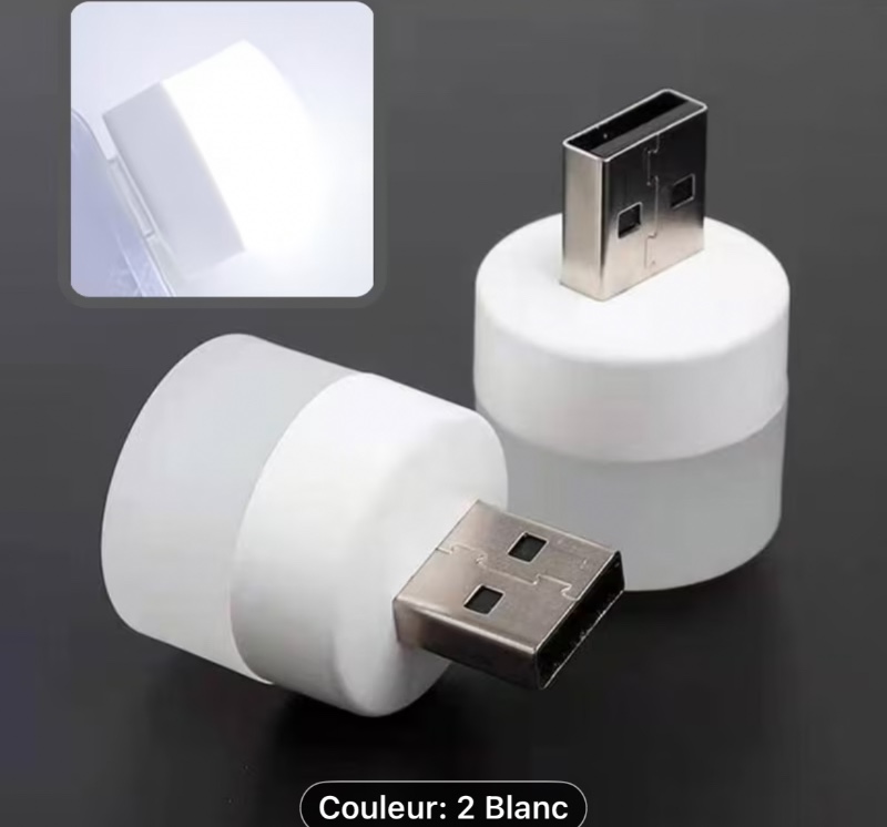 2pcs Veilleuse LED sans fil avec prise USB, chargeur mobile, petite lampe de lecture ronde, protection des yeux, lampe de chambre pour lecture