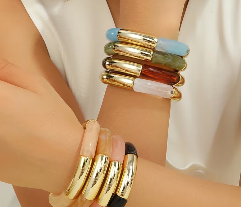 Lot de 8 bracelets acryliques style bohème, accessoire de mode niche design, parure patchwork artistique
