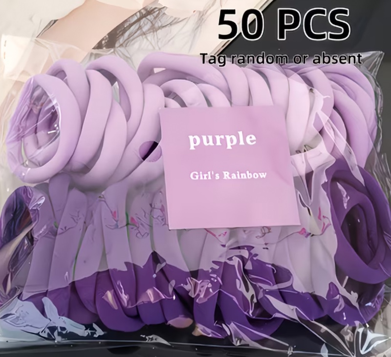 Lot de 50 élastiques à cheveux décontractés pour femme, assortis au hasard - Bandeaux en fibre synthétique rose poudré et pêche, antidérapants et confortables, adaptés à un usage quotidien, à la salle de sport, pour dormir | Accessoires pour cheveux de to