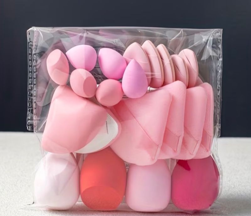 22 Ensembles de Pinceaux de Cosmétique, 4 Houppettes à Poudre Libre, 2 Houppettes à Poudre Marshmallow, 6 Mini Éponges de Cosmétique, 4 Grandes Éponges de Cosmétique, 6 Pinceaux à Doigt, Éponges de Beauté Mixtes pour Fond de Teint, Anti-cernes, Utilisatio