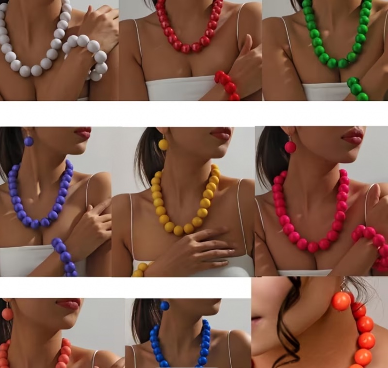 Ensemble 4 pièces style bohème tendance pour femmes : collier, bracelet et boucles d'oreilles combinés, idéal comme cadeau de Noël, d'anniversaire ou pour une fête en famille et entre amis