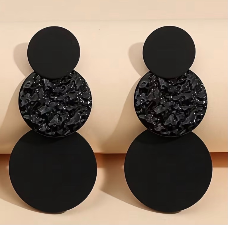 2 pièces/Set Boucles d'oreilles Femme Texturées Géométriques Irégulières Style Punk Sombre