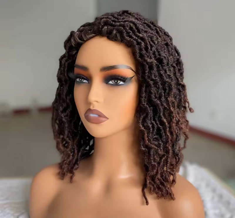 Locs Afro Bob tressé perruque synthétique Faux Locs Crochet torsion tressage perruque polyvalent Dreadlocks Style perruques courtes pour les femmes