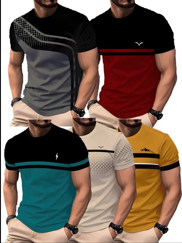 Ensemble de 5 T-shirts à manches courtes pour hommes