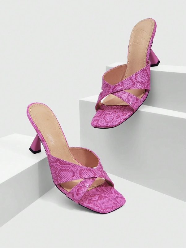 CUCCOO SZL Chaussures pour femmes, nouvelles chaussures de printemps et d'été à bout carré, motif serpent, talon en forme de verre à vin, talon moyen, élégance romantique. Chaussures à talons hauts pour femmes, pantoufles élégantes pour les sorties, les a