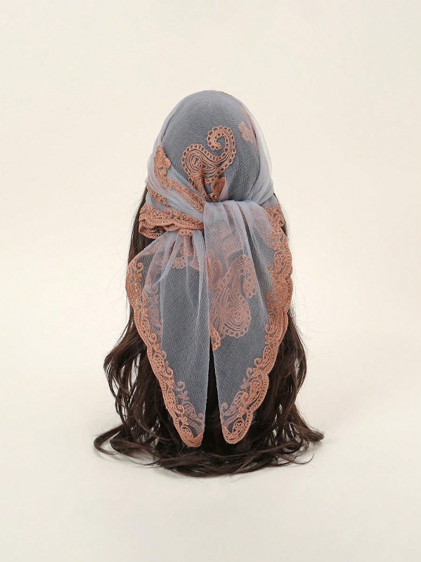 1 pièce Foulard bandana brodé mode femme, essentiel pour la plage, les vacances et les voyages