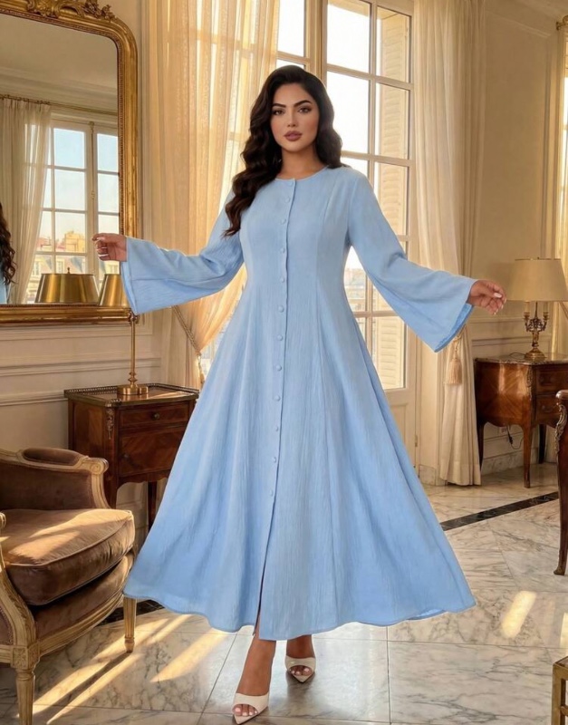 Auveirra Robe bohème pour femmes, grande taille, printemps et automne, nouvelle élégante, décontractée, de voyage, de vacances, à manches longues évasées, à boutons devant, ourlet à volants, taille vintage, ligne A, romantique, pour le travail et les dépl