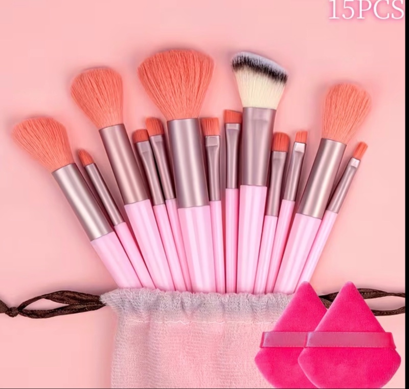Ensemble de 15 pinceaux de Cosmétique professionnels en peau douce, pinceaux cosmétiques pour beauté, ombre à paupières, fond de teint et blush