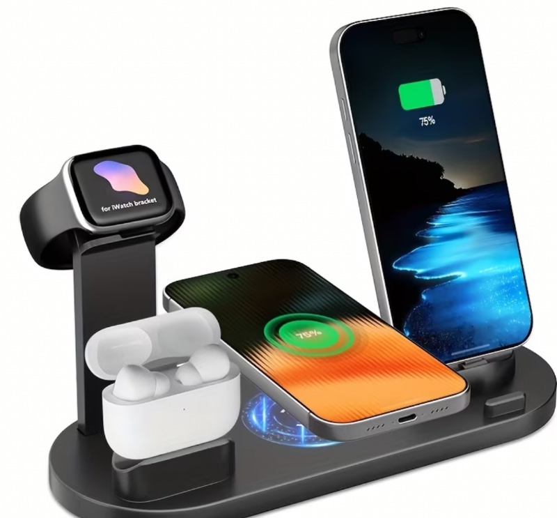 Station de charge sans fil pour plusieurs appareils simultanément, chargeur sans fil pour iPhone 17/16/15/14/13/12/11/Xr/X/8 Series, pour Samsung Ultra/S25/S24/S23/S22/S21/S20 Series, pour Google Pixel Series, pour téléphone Android à charge sans fil