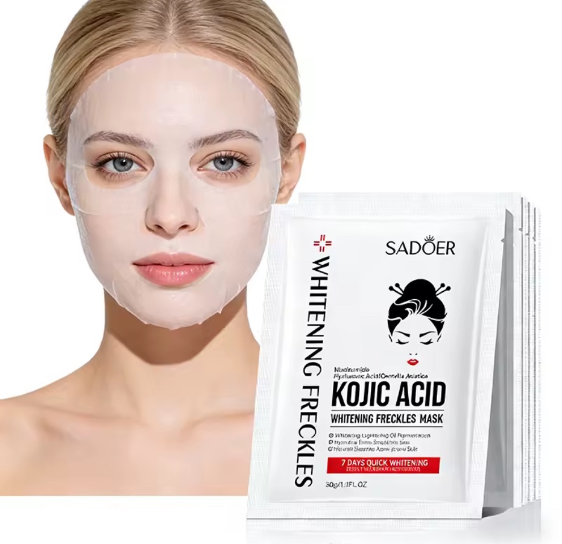 5 pièces SADOER acide kojique masque pour le visage hydratant éclaircissant hydratant masques pour le visage feuille masques beauté visage produits de soins de la peau